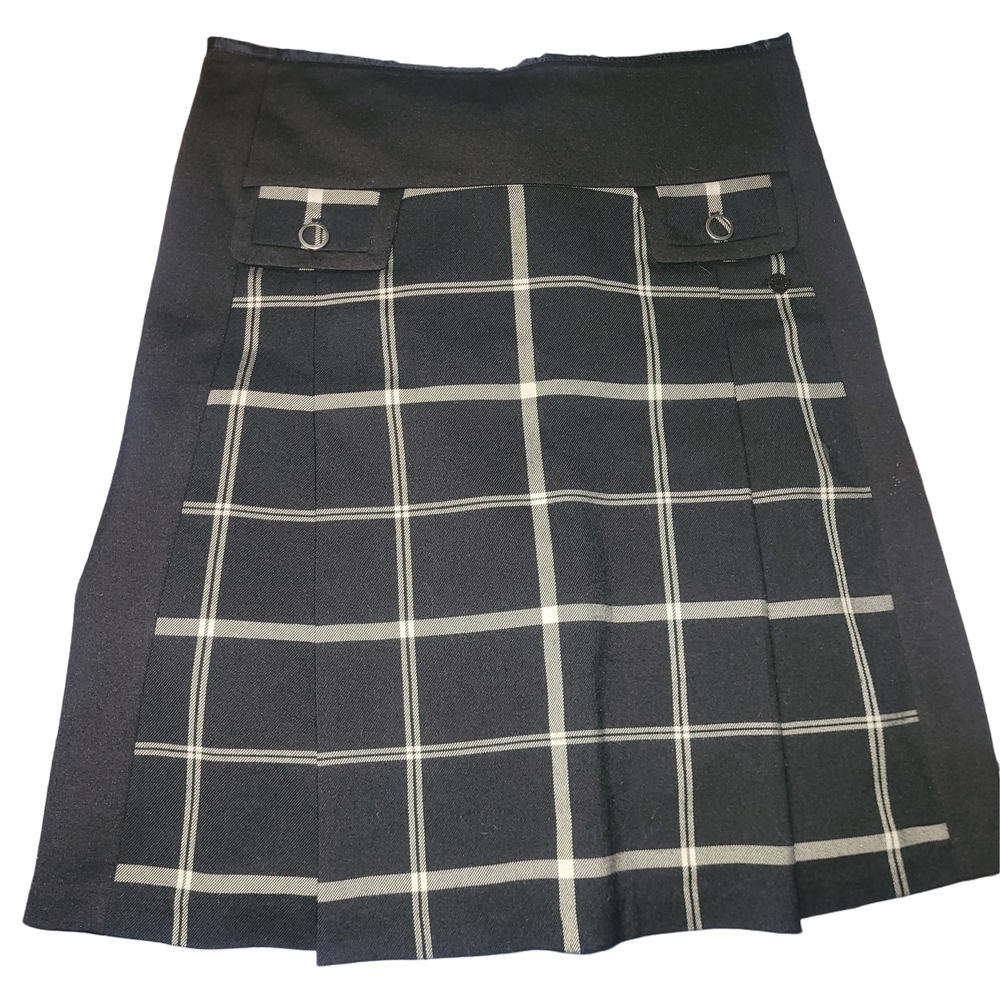 Point Zero Nicole Benisti Classic Black and White Plaid Mini Skirt Size 7/8